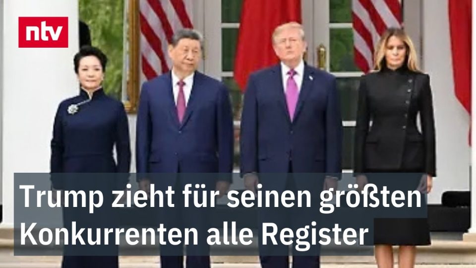 Xi Jinping Staatsbesuch – US-Präsident Trump begrüßt Chinas Staatschef Xi Jinping beim Staatsbesuch in Washington am Militär…