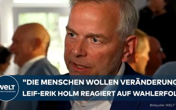 AfD-Spitzenkandidat Erik Holm nach dem Sieg bei der Landtagswahl Mecklenburg-Vorpommern am Wahlabend