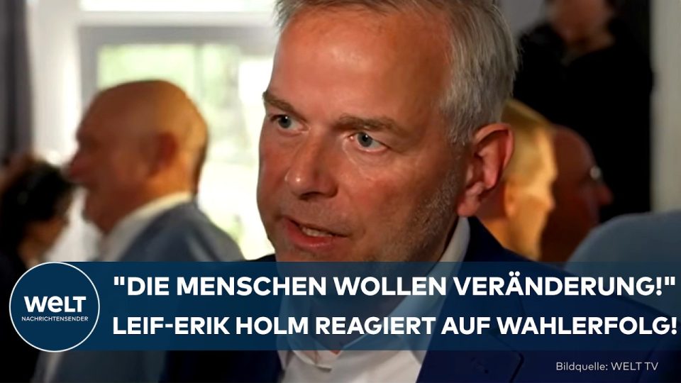 AfD-Spitzenkandidat Erik Holm nach dem Sieg bei der Landtagswahl Mecklenburg-Vorpommern am Wahlabend