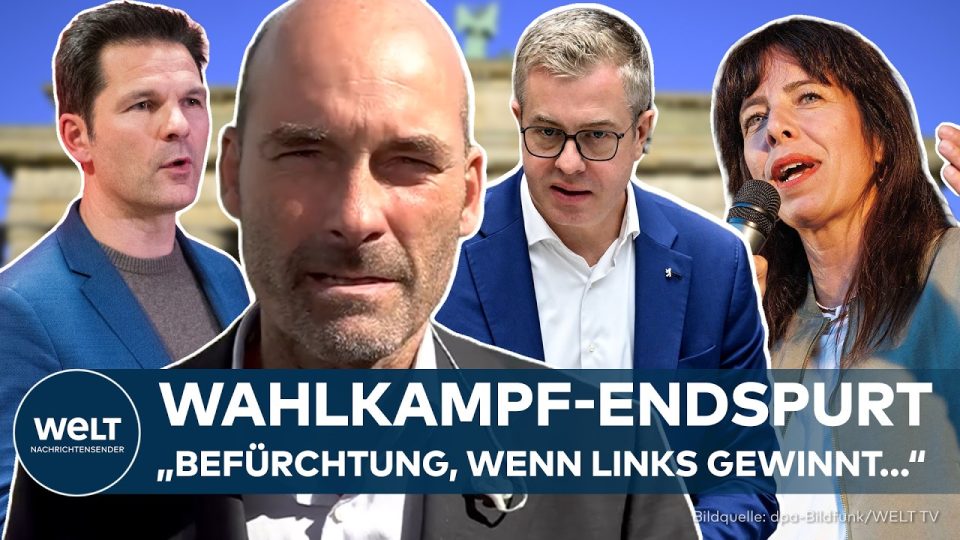 Wahlplakate an der Leipziger Straße in Berlin kurz vor der Berlin Wahl 2026