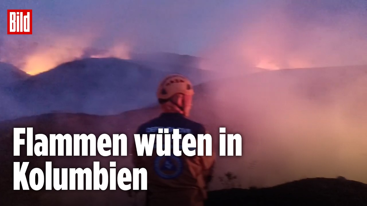Waldbrand Kolumbien – Flammen und Rauchsäulen bei einem Waldbrand in Kolumbien im Gebirge um Abrego