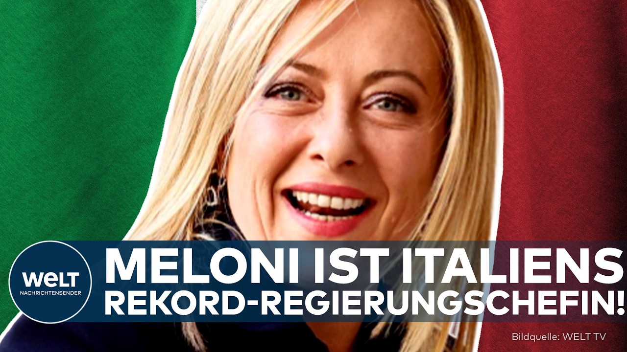 Georgia Meloni am Rednerpult – Italiens Rekord-Ministerpräsidentin und Chefin von Fratelli d'Italia
