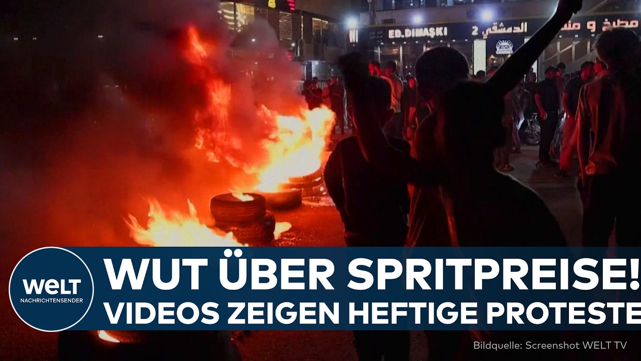 Proteste Syrien – Demonstranten in Aleppo verbrennen Reifen bei Protesten in Syrien gegen gestiegene Kraftstoffpreise