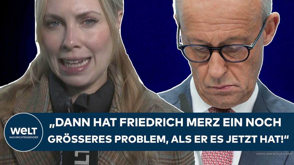 Friedrich Merz Kanzler – Friedrich Merz als Bundeskanzler vor dem Kanzleramt, symbolisch für die CDU-Krise und den Koalition…
