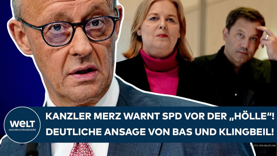 Merz warnt SPD – Bundeskanzler Friedrich Merz spricht zur CDU/CSU-Fraktion und warnt die SPD vor einer Koalition mit der Lin…