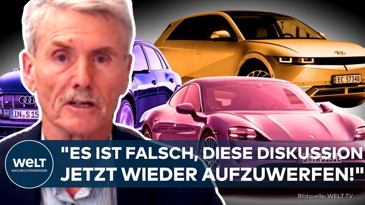 Verbrenner Elektroauto – Elektroauto und Verbrenner nebeneinander auf einer Straße – Symbolbild zur Debatte um das EU-Verbre…