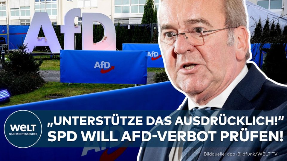 Boris Pistorius am Rednerpult, SPD-Logo im Hintergrund – AfD-Verbot als politisches Thema