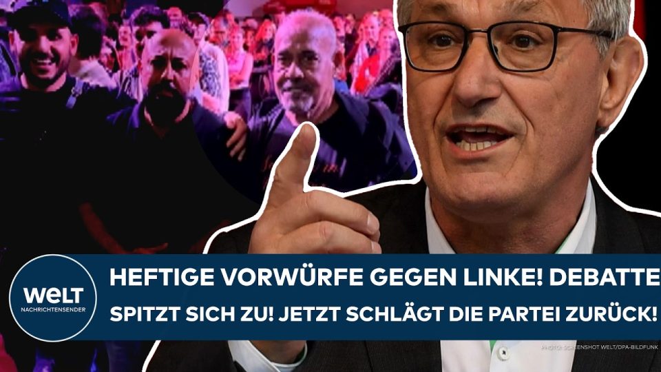 Antisemitismusvorwürfe Berliner Linke – Demonstration vor dem Berliner Abgeordnetenhaus mit Transparenten zu Antisemitismusv…