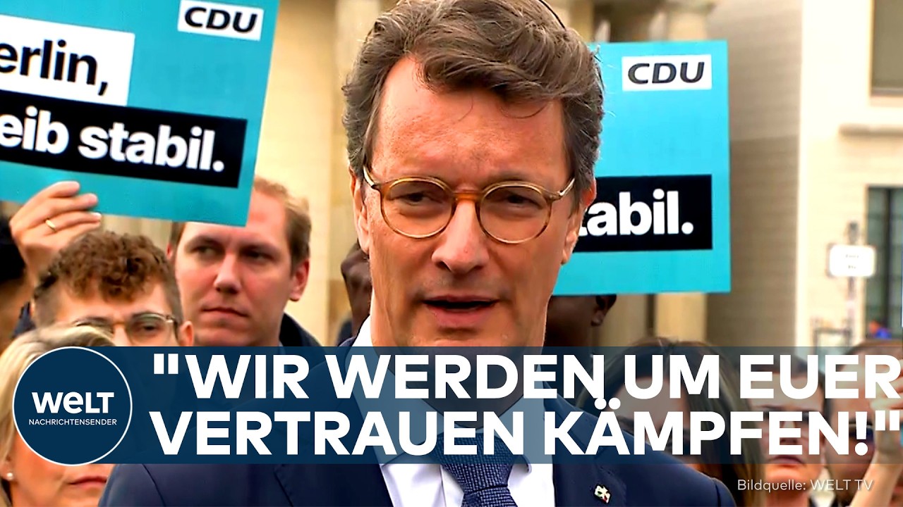 AfD-Sieg Sachsen-Anhalt – Hendrik Wüst und Stefan Evers sprechen nach dem AfD-Sieg in Sachsen-Anhalt vor dem Brandenburger T…