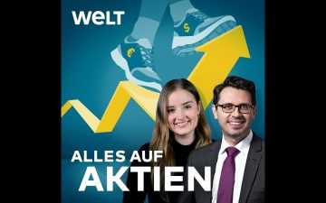 Vonovia-Aktie auf einem Börsenmonitor mit Kursverlauf und Berlin-Skyline im Hintergrund
