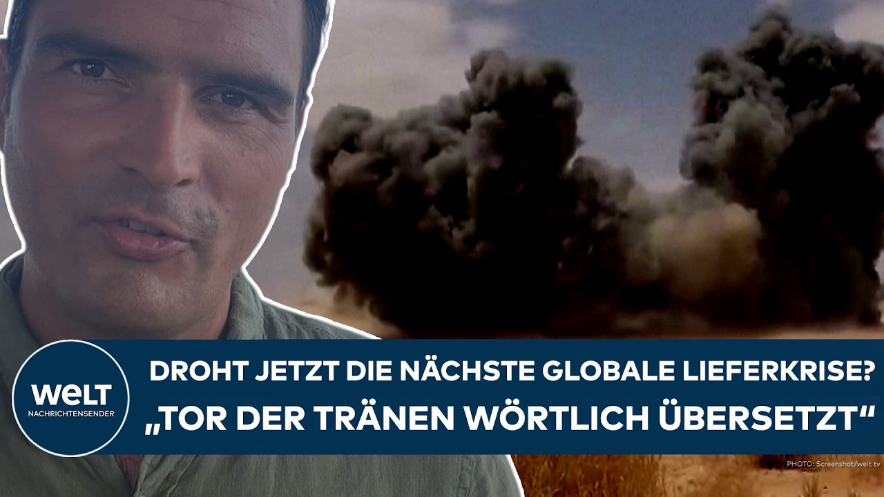 Blick auf die Meerenge Bab al-Mandab am Roten Meer, die von der Huthi-Miliz bedroht wird