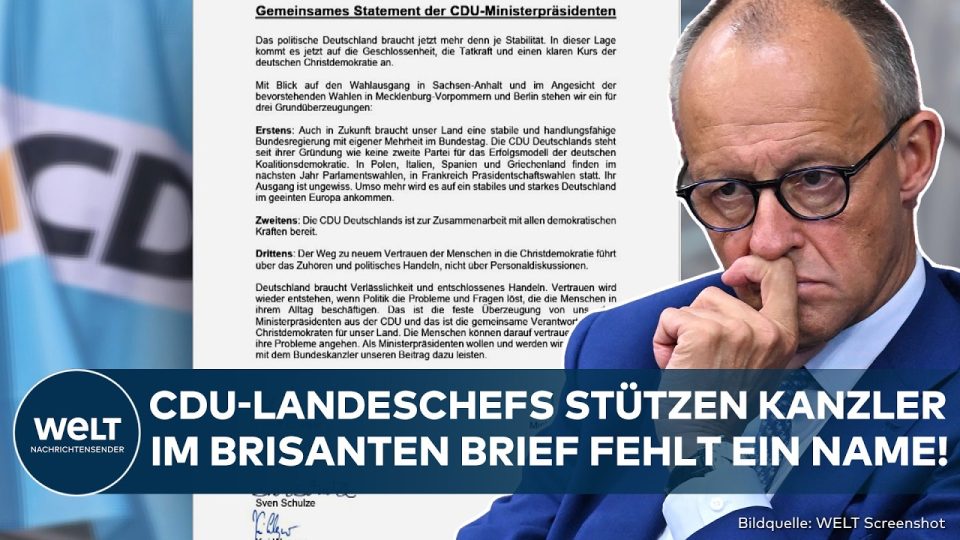CDU-Ministerpräsidenten Brief – CDU-Ministerpräsidenten unterzeichnen Brief zur Unterstützung des Kanzleramts – Friedrich Me…