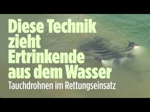 Tauchdrohne mit Scheinwerfer und Greifarm im Einsatz auf einem Fluss in London bei einem Rettungseinsatz