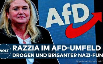 Razzia AfD Kristin Brinker – Polizeiabsperrung vor einem Wohnhaus in Berlin im Zuge der Razzia im Umfeld von AfD-Spitzenkand…
