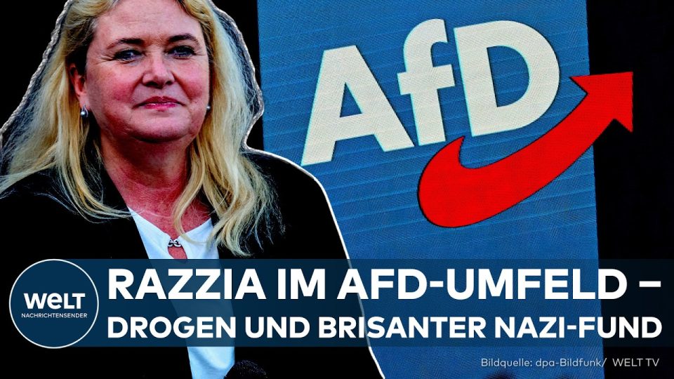 Razzia AfD Kristin Brinker – Polizeiabsperrung vor einem Wohnhaus in Berlin im Zuge der Razzia im Umfeld von AfD-Spitzenkand…