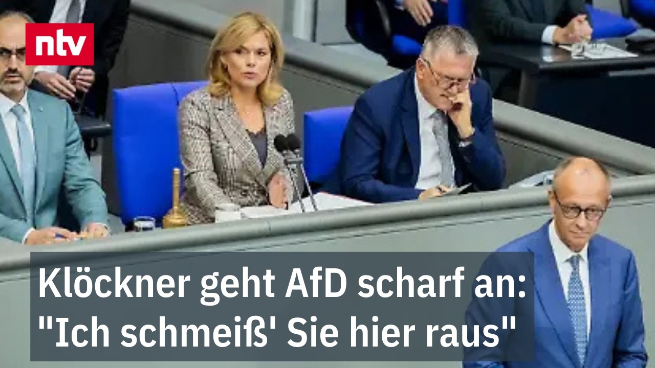 Zwischenrufe AfD Bundestag – Bundeskanzler Friedrich Merz spricht im Bundestag, während AfD-Abgeordnete mit Zwischenrufen st…