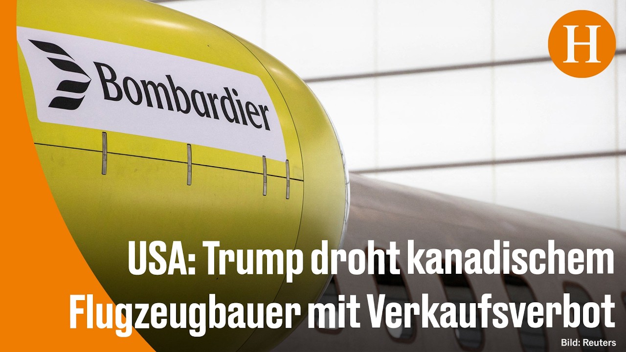 Bombardier Verkaufsverbot – Bombardier-Privatjet auf einem Flughafen – Trump droht dem Konzern mit einem Verkaufsverbot in d…