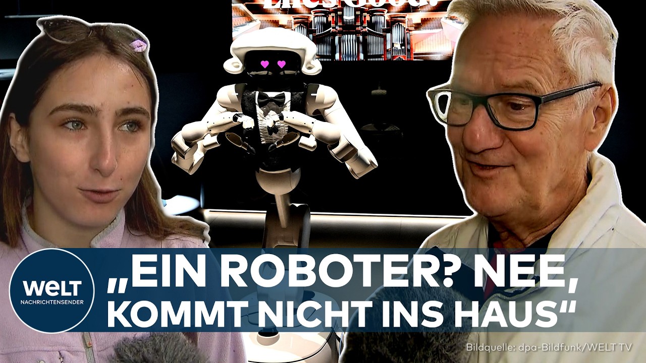 Ein humanoider Roboter steht in einem modernen Wohnzimmer – Symbol für KI-gestützte Alltagshelfer