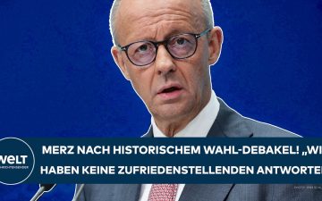 CDU Wahlniederlagen – Friedrich Merz am Rednerpult bei der Erklärung zu den CDU-Wahlniederlagen in Berlin und Mecklenburg-Vo…