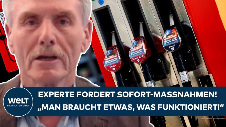 Spritpreise senken – Autofahrer tankt an einer Zapfsäule – hohe Spritpreise belasten Verbraucher in Deutschland