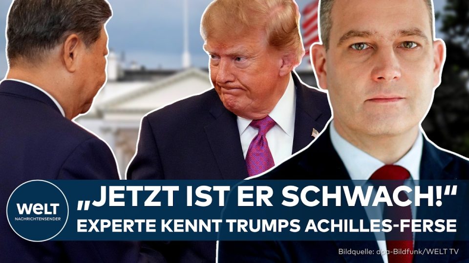 Trump Xi Gipfel – Donald Trump und Xi Jinping beim Trump-Xi-Gipfel im Weißen Haus, Handschlag vor US-Flagge