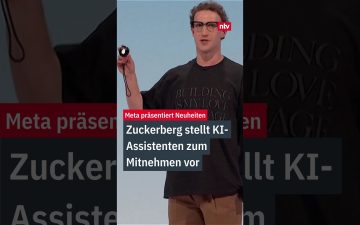 Mark Zuckerberg präsentiert den Meta KI-Assistenten Charm, ein tragbares Gerät mit Display und Kameras