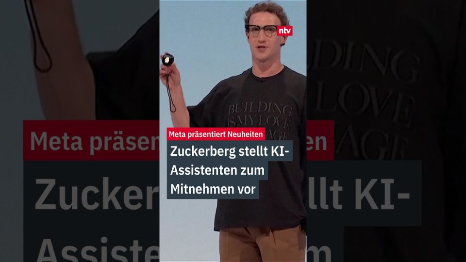 Mark Zuckerberg präsentiert den Meta KI-Assistenten Charm, ein tragbares Gerät mit Display und Kameras
