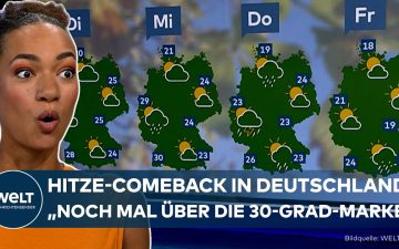 Spätsommer Deutschland – Sonniger Herbsttag in Deutschland – Spätsommer mit blauem Himmel und warmen Temperaturen über einer…