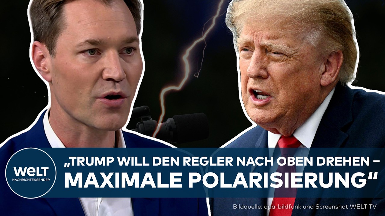 Julius van de Laar analysiert Trumps 9/11-Rede im Pentagon vor einer US-Flagge im TV-Studio