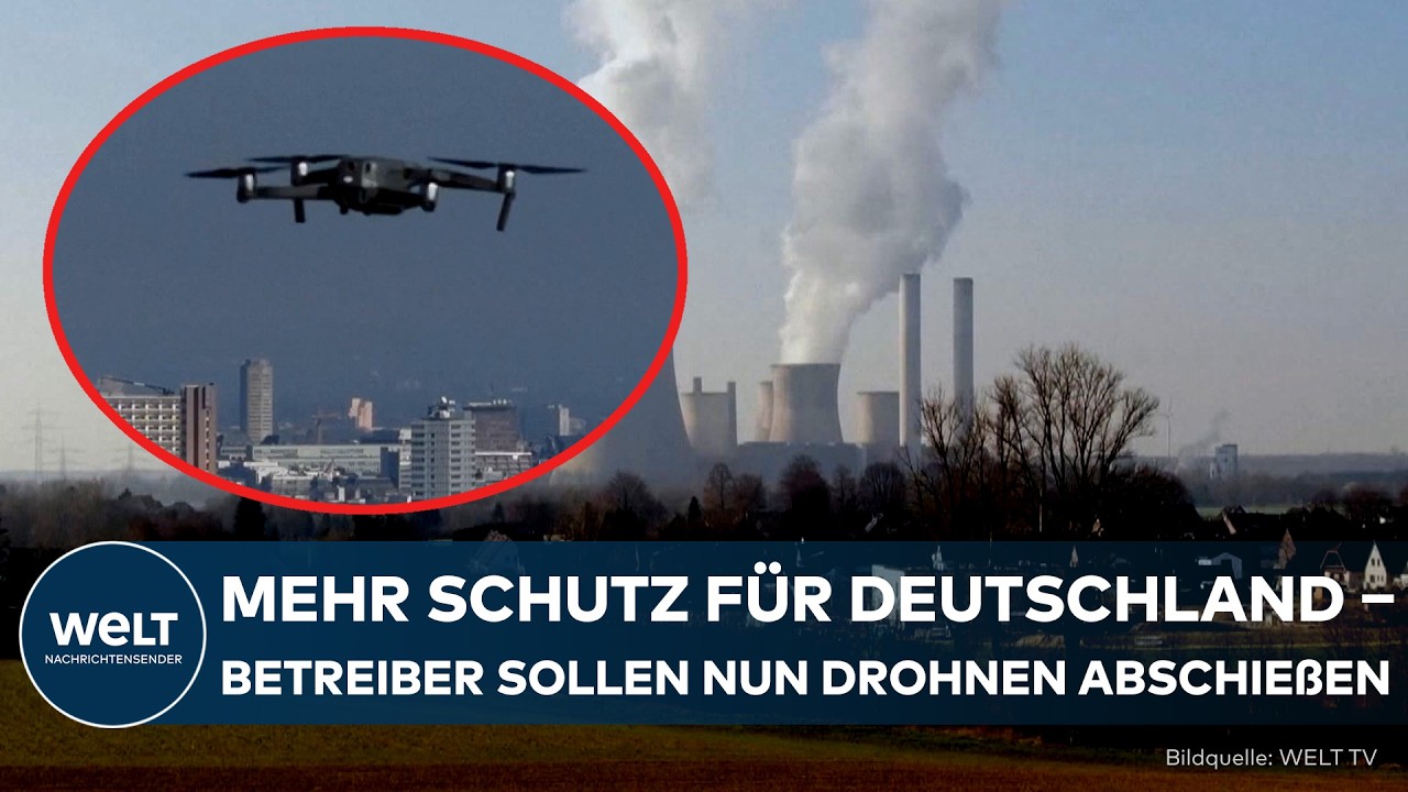Drohnenabwehr-Einheit der Bundespolizei beobachtet den Luftraum über einer deutschen Großstadt