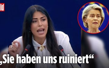 von der Leyen EU-Parlament – Griechische EU-Abgeordnete spricht im Plenum des Europäischen Parlaments, von der Leyen im EU-P…