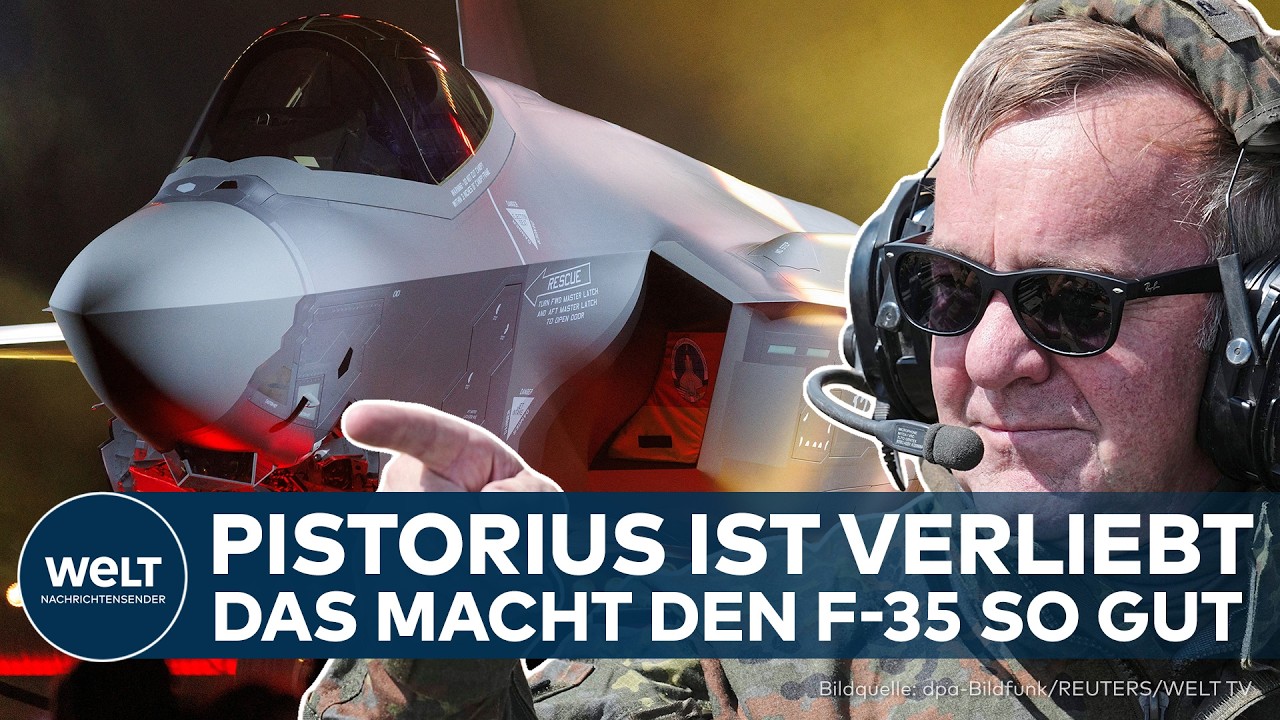 Erste deutsche F-35 Tarnkappen-Jet Maschine bei der Übergabe in Fort Worth, beleuchtet in Schwarz-Rot-Gold