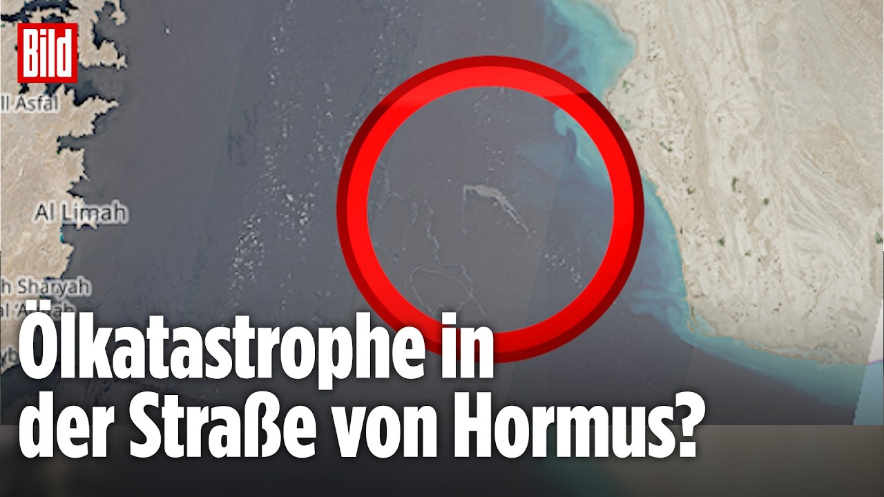 Ölkatastrophe Straße von Hormus – Satellitenaufnahme zeigt Ölschlieren in der Straße von Hormus nach versenkten Tankern – dr…