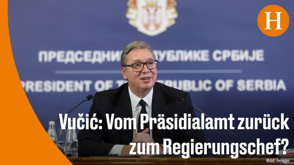 Vučić Rücktritt – Alexander Vučić spricht vor Anhängern in Belgrad nach seinem Rücktritt als serbischer Präsident