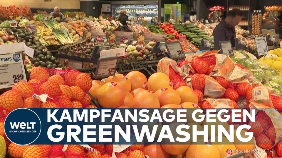 Symbolbild: Grünes Blatt auf einem Produkt als Hinweis auf Greenwashing und neue EU-Verbraucherschutzregeln