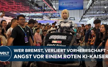 Humanoider Roboter in einer chinesischen Fabrik im KI-Wettlauf zwischen USA und China