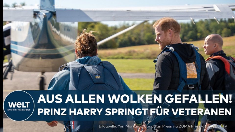 Fallschirmsprung Prinz Harry – Prinz Harry beim Fallschirmsprung über Kanada zu Ehren eines 102-jährigen Weltkriegsveterans