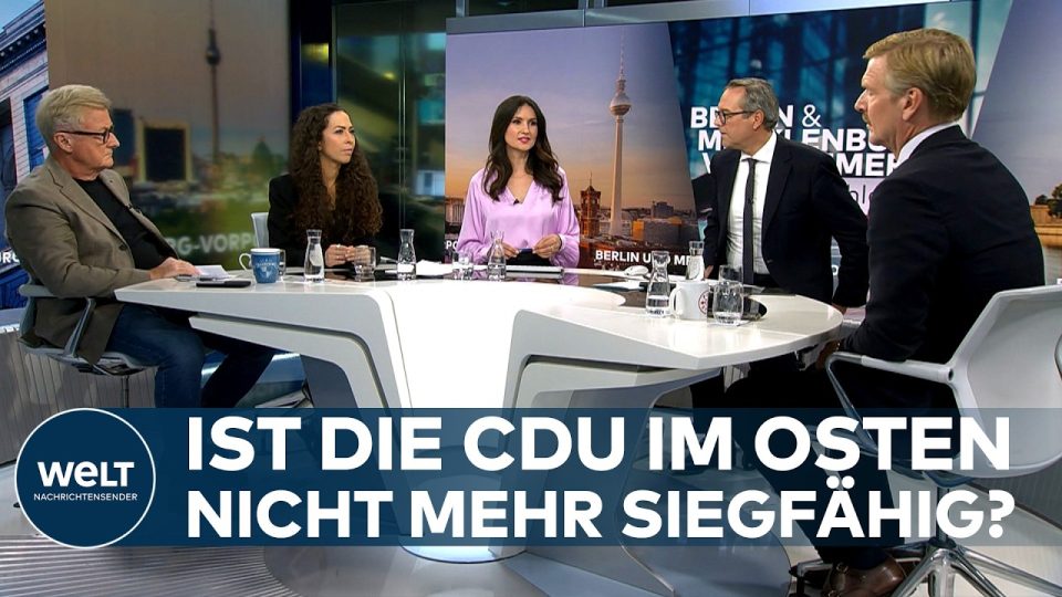 Wahlplakate von CDU und Grünen an einer Straße in Berlin – CDU im Osten verliert stark