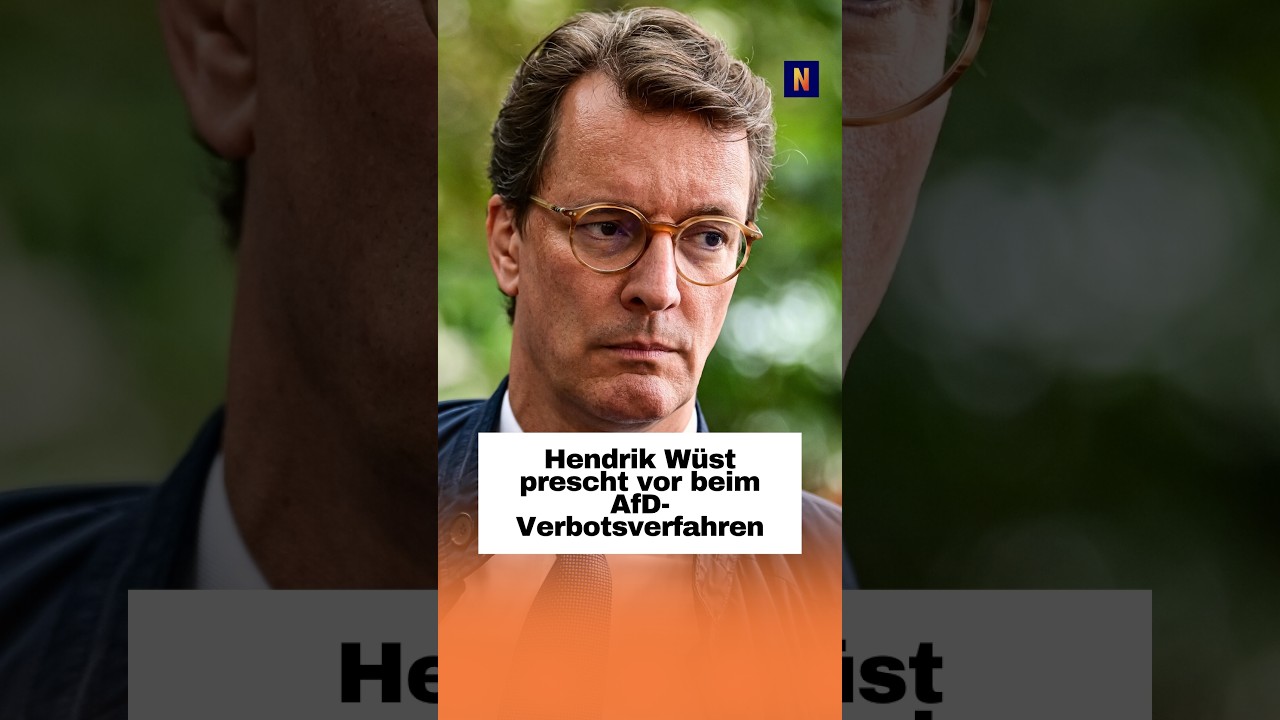 Hendrik Wüst am Rednerpult, im Hintergrund CDU-Logo – Debatte um AfD-Verbotsverfahren