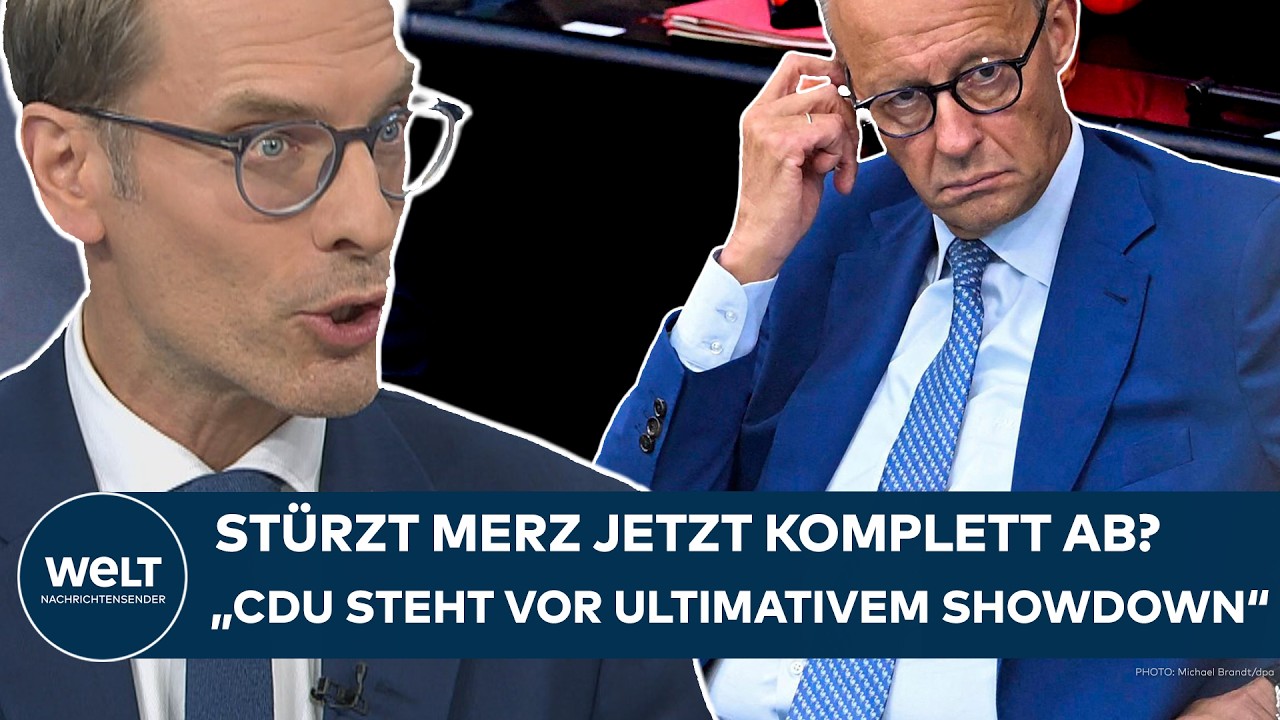 Friedrich Merz Kanzler – Friedrich Merz am Rednerpult des Bundestags – CDU-Kanzler unter politischem Druck
