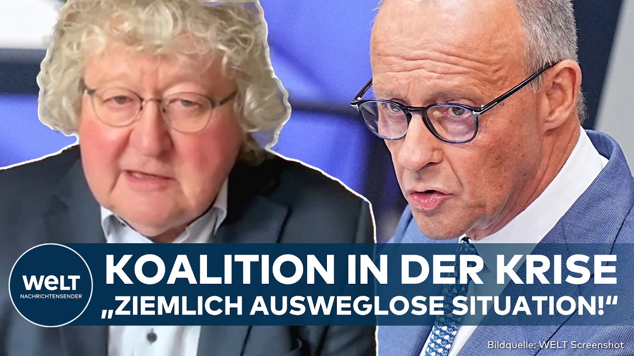 Bundeskanzler Friedrich Merz am Rednerpult im Bundestag – Symbol der Koalitionskrise zwischen Union und SPD