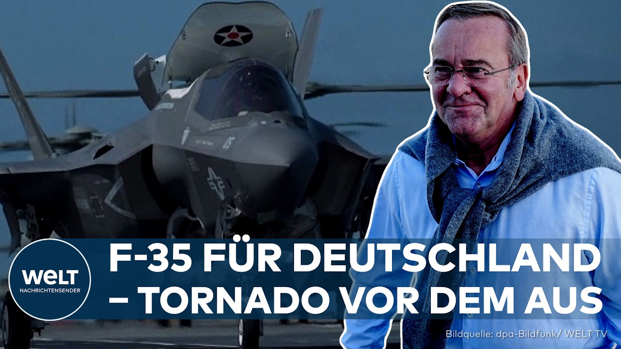 F-35 Deutschland – Verteidigungsminister Boris Pistorius bei der Übergabe des ersten F-35-Kampfflugzeugs der Bundeswehr in F…