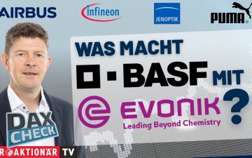 DAX-Kurstafel an der Frankfurter Börse mit Kursanzeigen für Airbus, BASF und Evonik beim DAX-Check