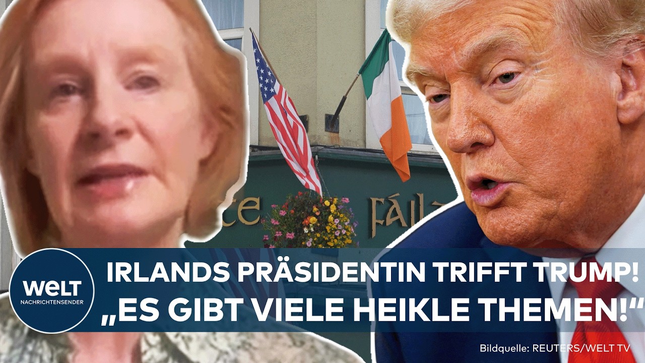 US-Präsident Donald Trump beim Staatsbesuch in Irland, empfangen von Präsidentin Connolly – Trump Irland Besuch 2026