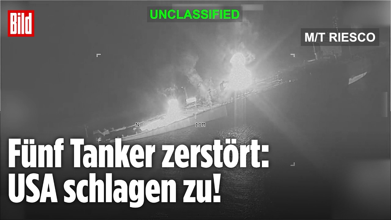 Brennender iranischer Öltanker im Nahen Osten nach US-Militärangriff infolge der Nahost-Eskalation