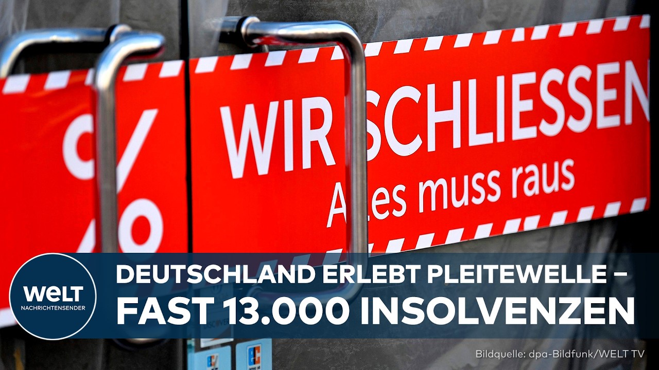 Firmenpleiten Deutschland – Geschlossenes Ladenlokal mit Insolvenzbekanntmachung – Firmenpleiten in Deutschland auf Rekordho…