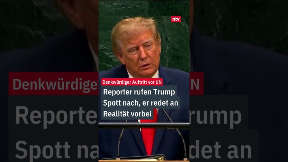 Trump UN-Vollversammlung – Donald Trump am Rednerpult der UN-Vollversammlung in New York bei seinem Auftritt vor der Weltgem…