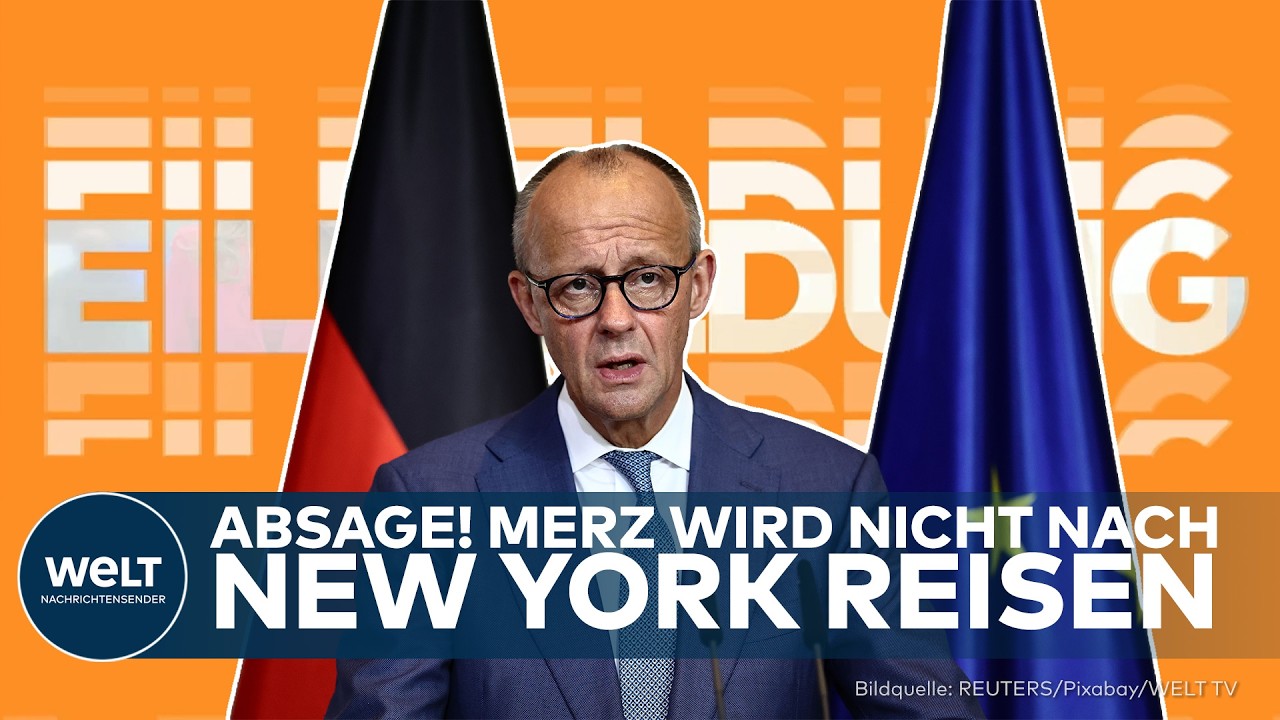 Bundeskanzler Friedrich Merz bei einer Pressekonferenz in Berlin – Merz UN-Reise Absage
