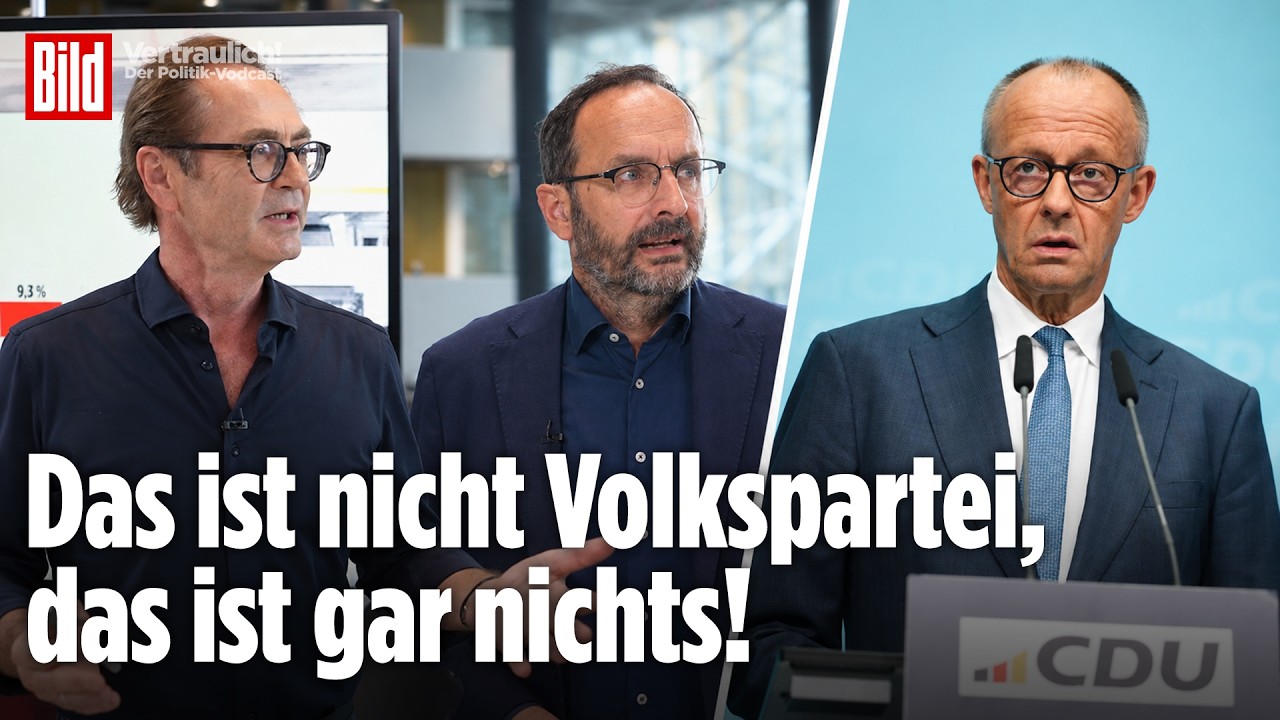 Bundeskanzler Friedrich Merz am Rednerpult bei einer Pressekonferenz – Friedrich Merz Rücktritt wird spekuliert