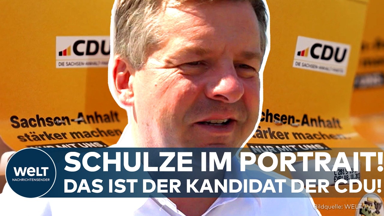 Sven Schulze beim Straßenwahlkampf in Magdeburg als CDU-Spitzenkandidat zur Landtagswahl in Sachsen-Anhalt